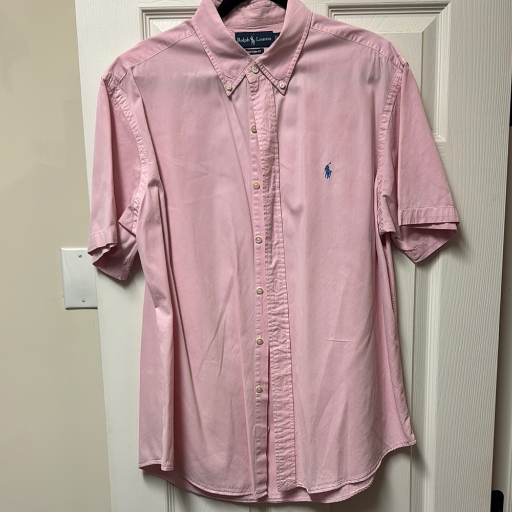 Ralph Lauren Pink Casual Button Down Shirt with Embroidered Logo